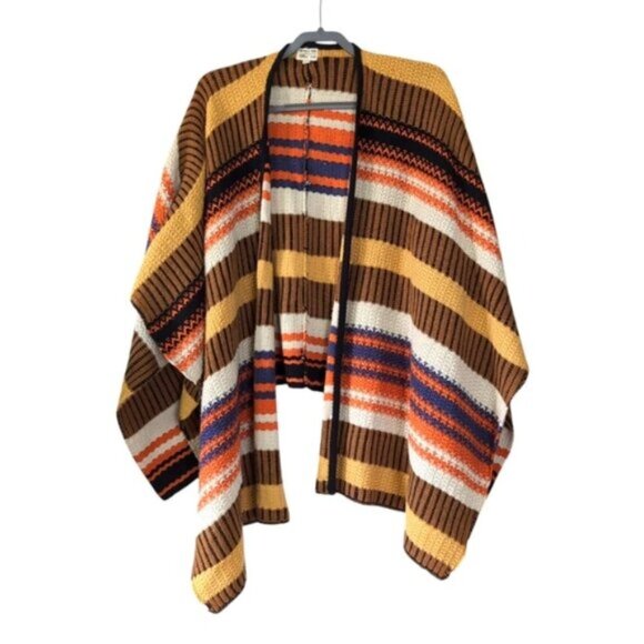 RVCA Nature X Industry Aztec Western Boho Festival 70s Hippie Gypsy Cape OS - Picture 2 of 6